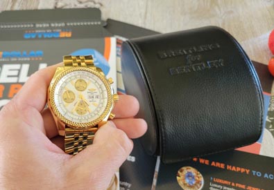 Breitling for Bentley 18k yellow gold watch with leather case