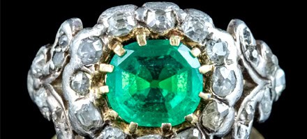 Estate emerald and diamond ring from the early 19002